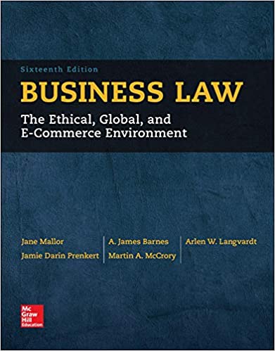 Business Law 16th Edition By Jane Mallor